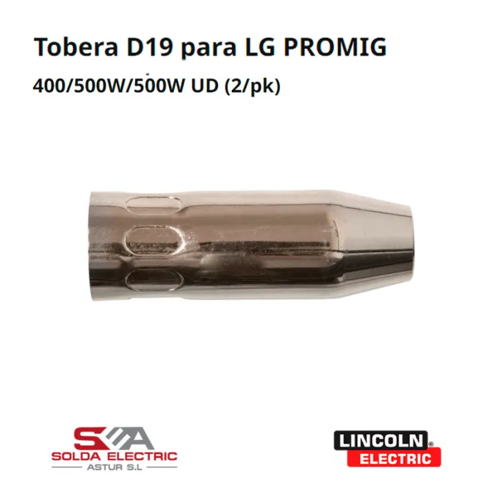 Boquilla de gas o Tobera modelo D19 para LG PROMIG 400/500W/500W UD (2/pk)