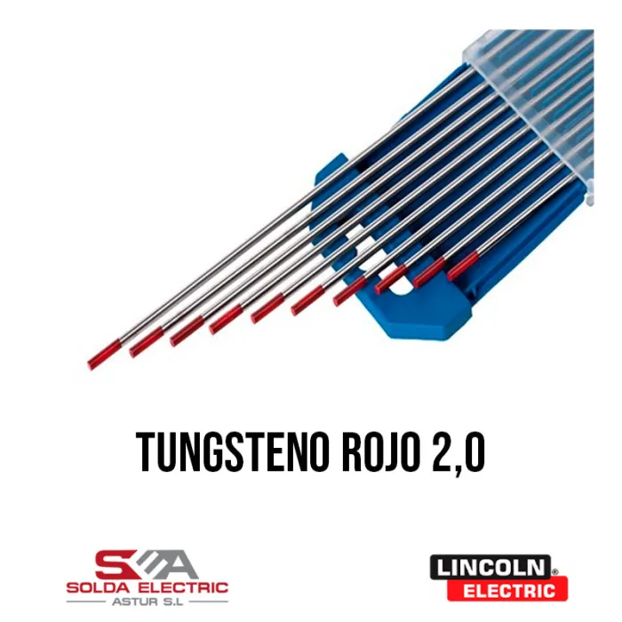 Electrodo de tungsteno rojo 2,0 - Pack 10 uds.